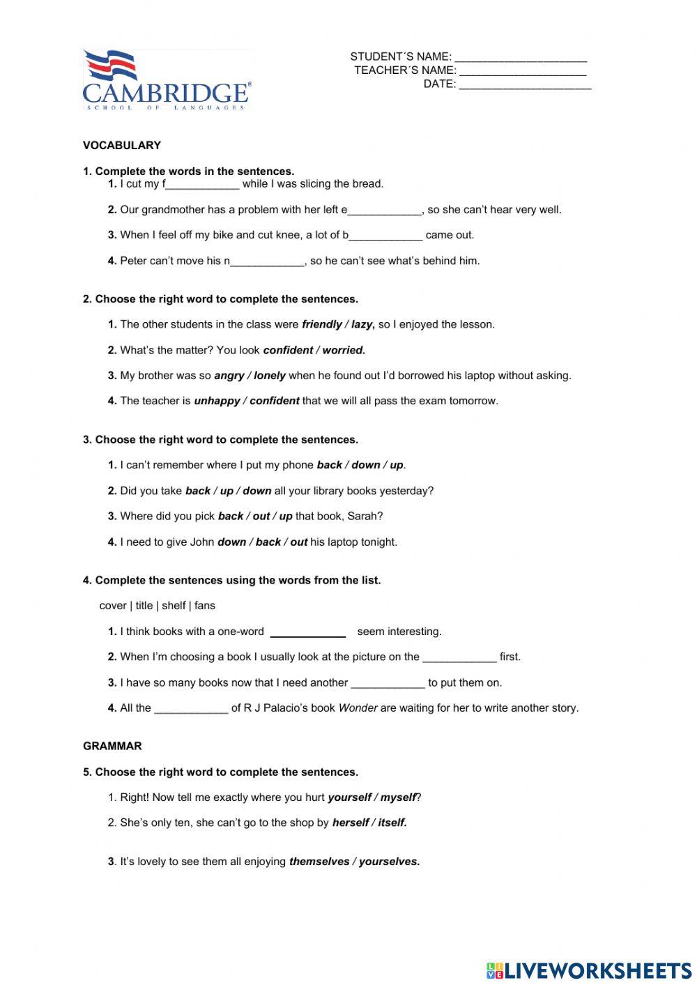 TEENS 6 Progrest Test 17-18