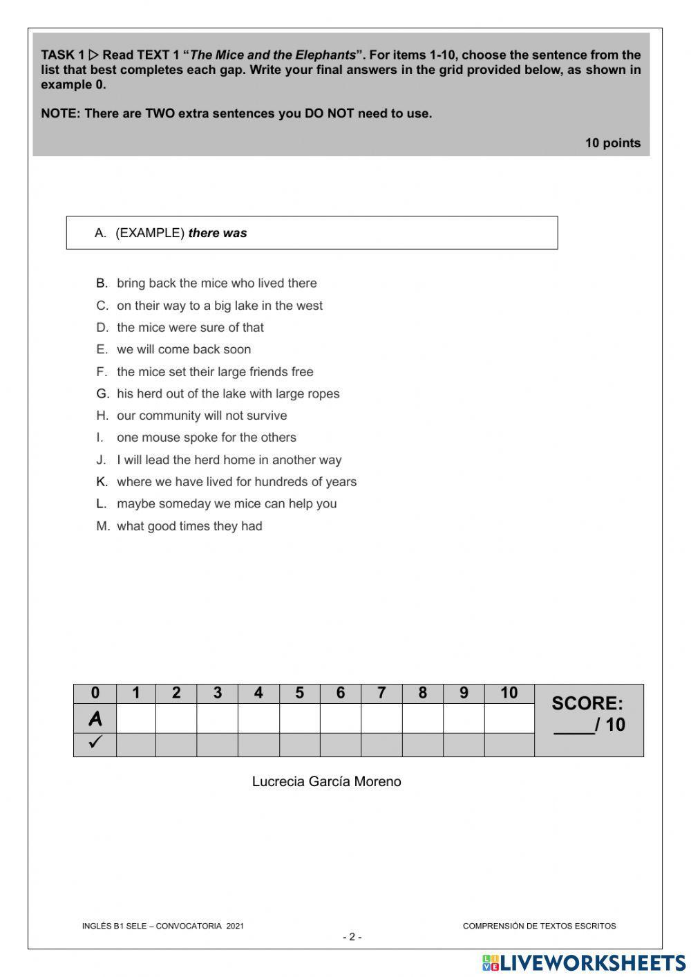Reading B1 SELE  2021 Murcia