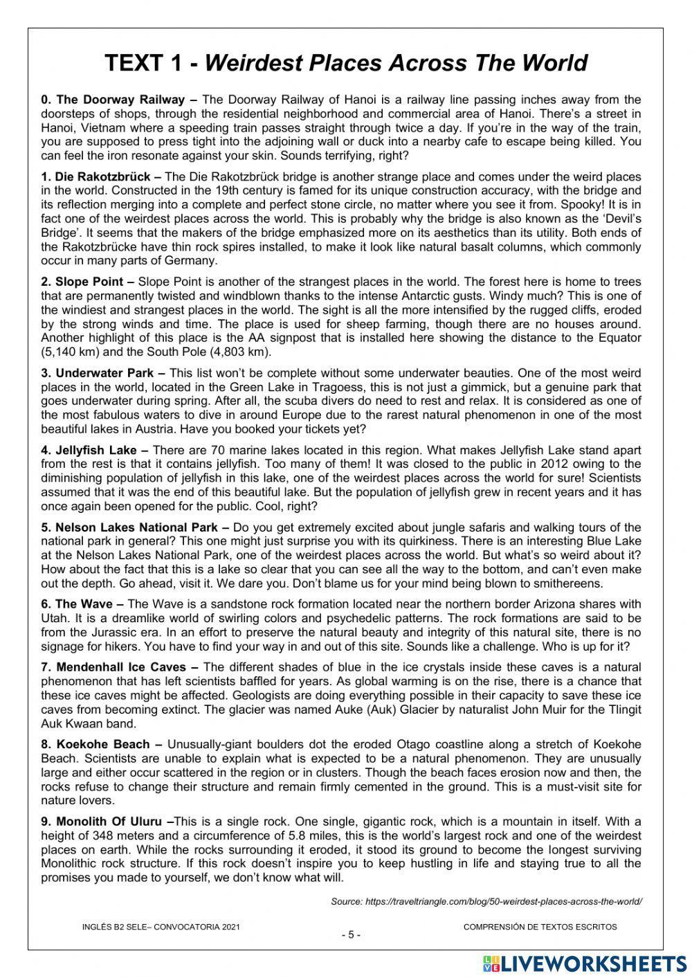 READING (CTE) B2 SELE - EOI Murcia 2021