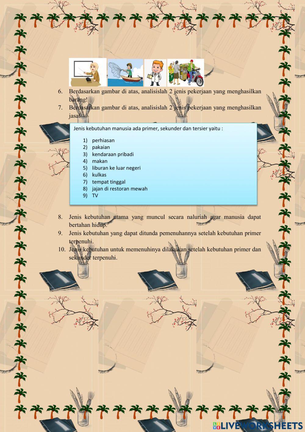 Kisi-kisi dan soal kelas 4 tema 4