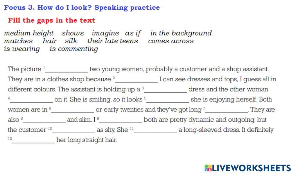 Focus 3. Unit 1. Speaking