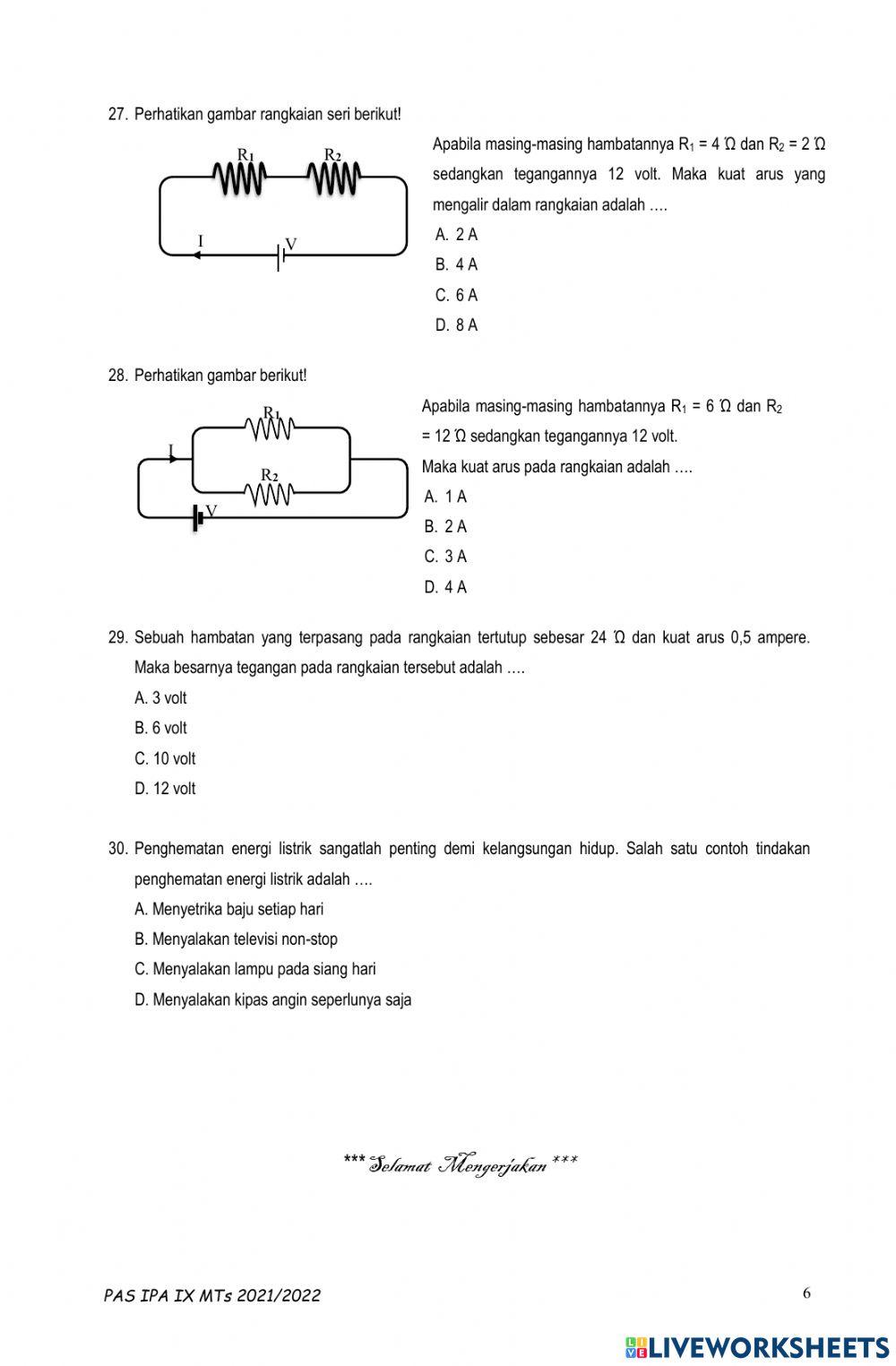 Penilaian Akhir Semester Ipa Kelas 9