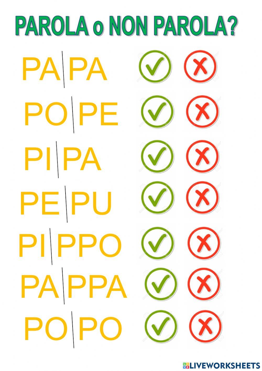 Lettura parole non parole