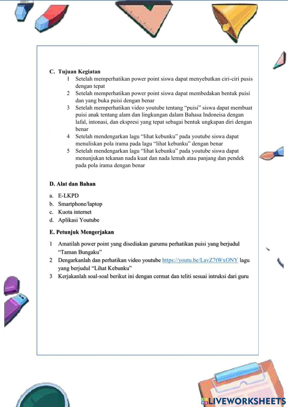 LKPD Kelas 2 tema 5 subtema 1 pembelajaran 4