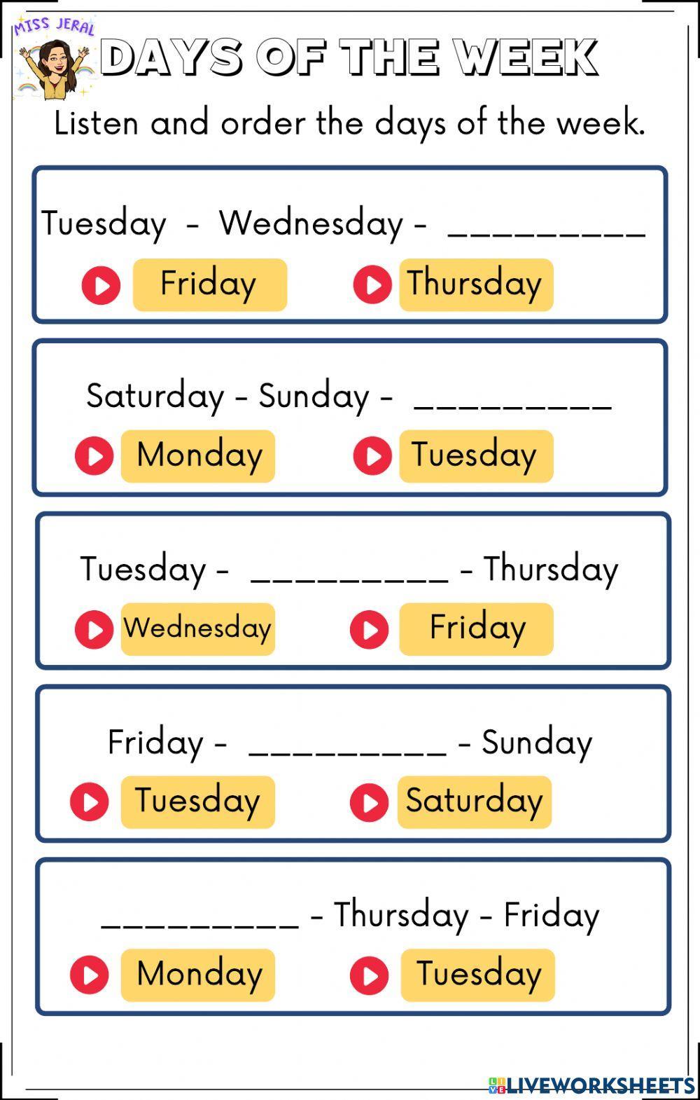 Weather, Days of the Week and Months