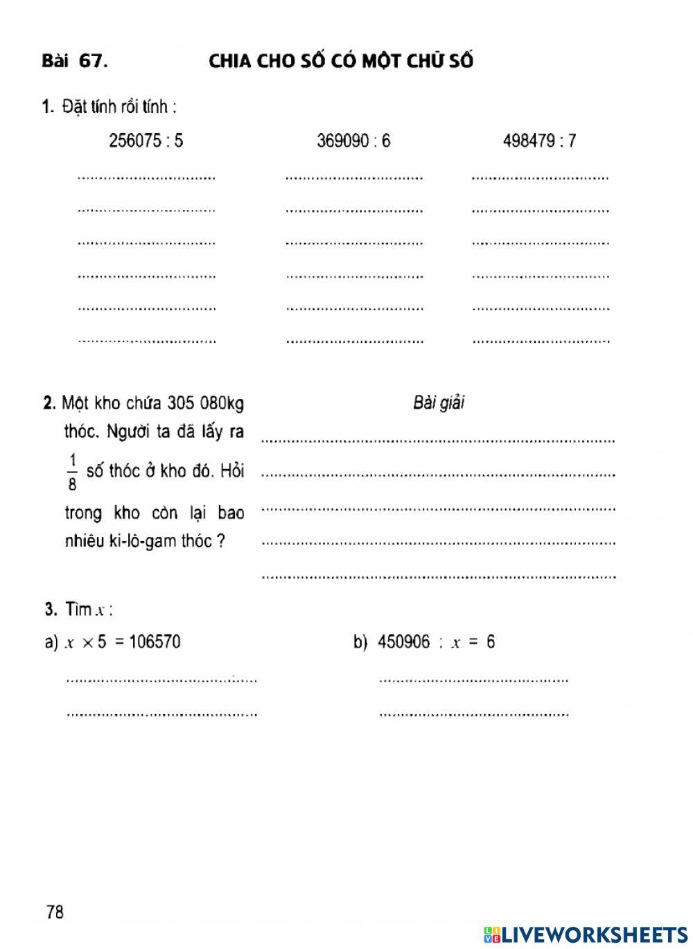 Vở BT toán in - bài 67