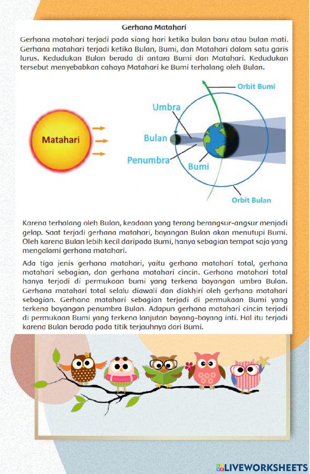 Kelas VI Tema 8 Bumiku Subtema 3 Bumi, Matahari, dan Bulan