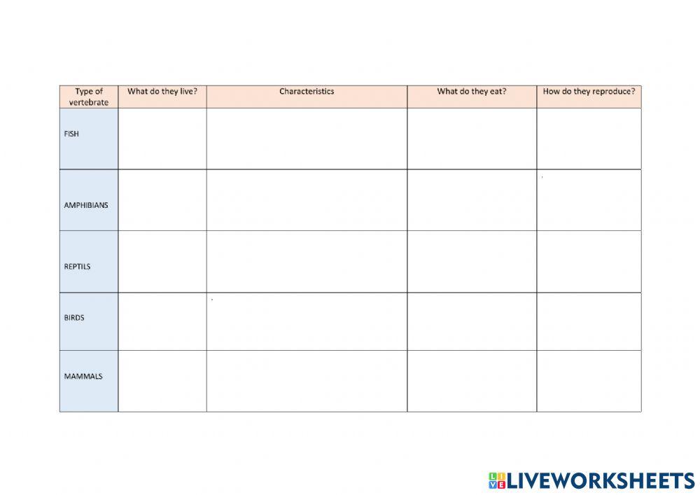 Drag and drop vertebrates