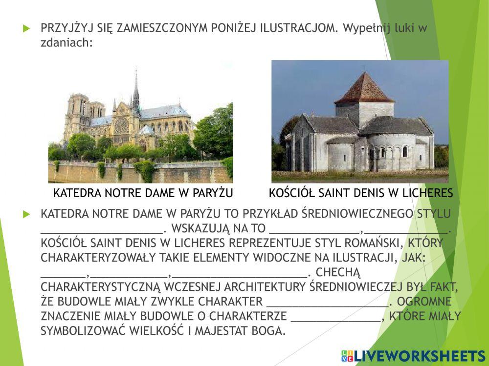 Średniowiecze karta pracy