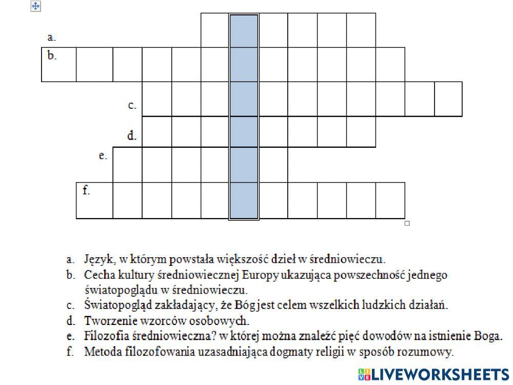 Średniowiecze karta pracy