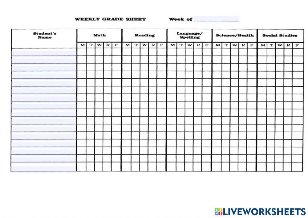Weekly assesment student report