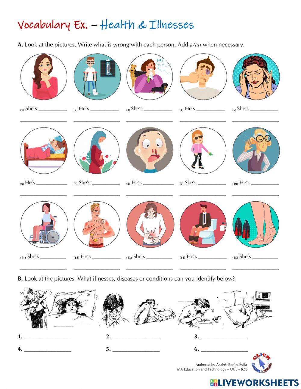 Vocabulary Ex. - Health and Illnesses