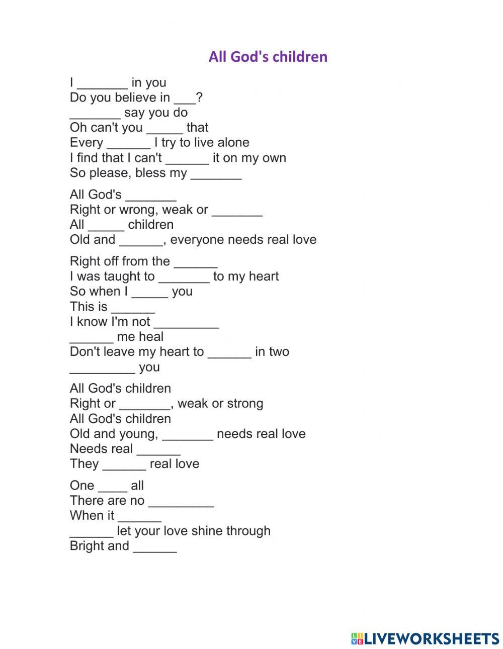 All God's children by Belinda Carlisle