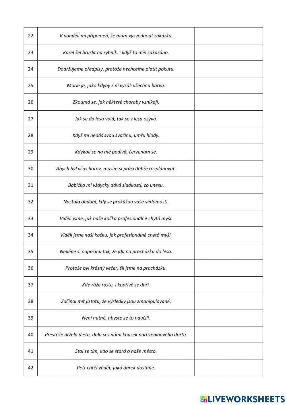 Druhy vedlejších vět II.