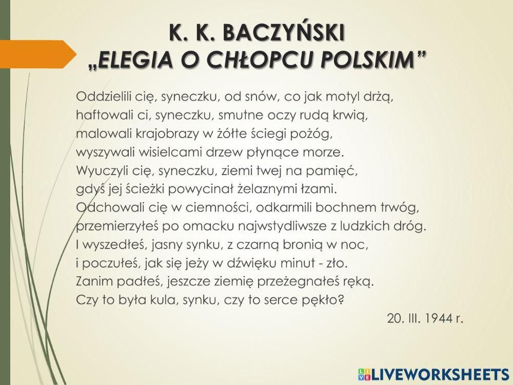 Krzysztof Kamil Baczyński Elegia O Chłopcu Polskim 1687361 | Krzysztof Kamil Baczyński -Elegia o chłopcu