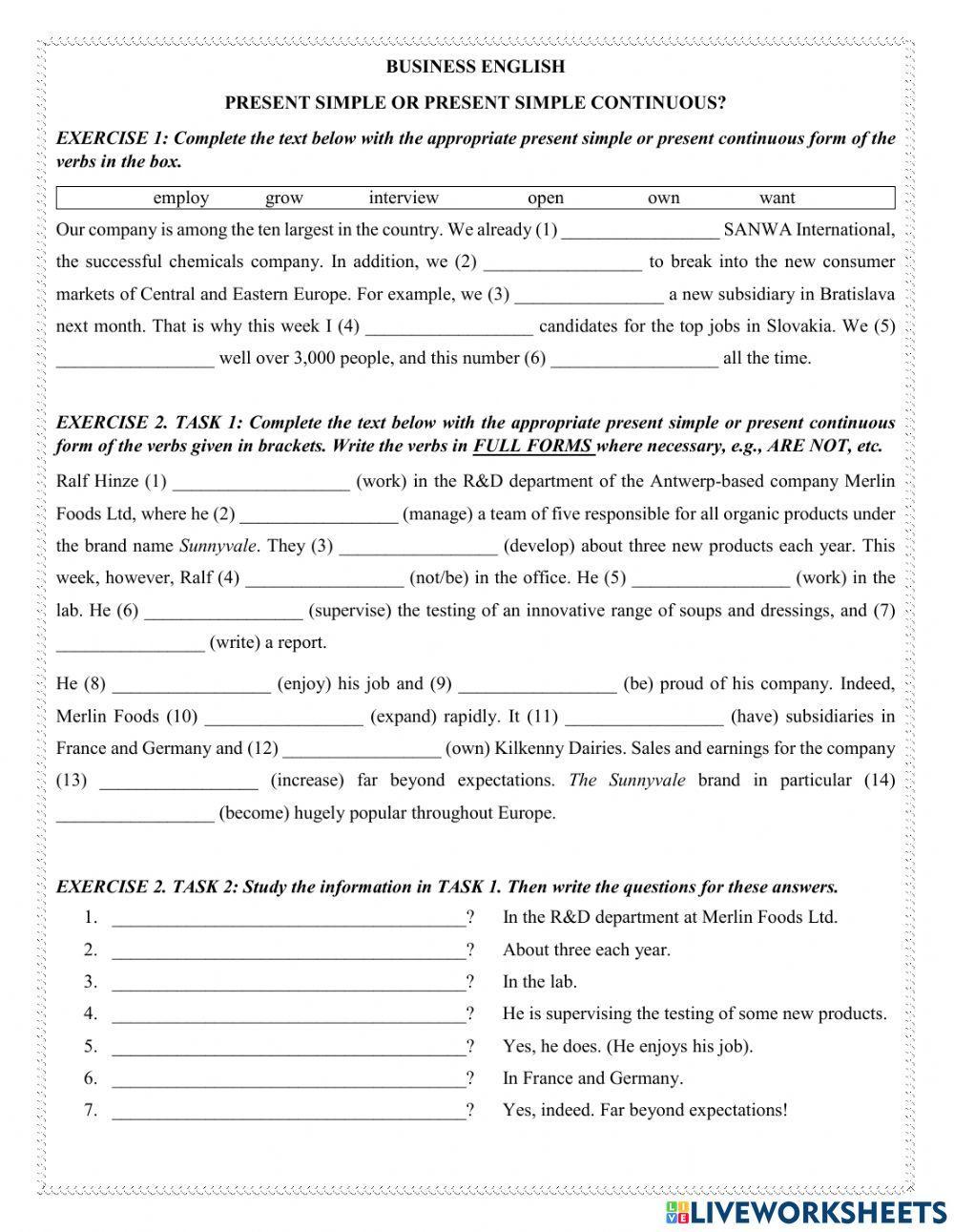 Present simple or present continuous