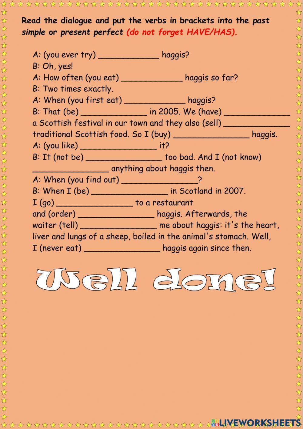 Module 2bcd practice - present perfect vs past simple