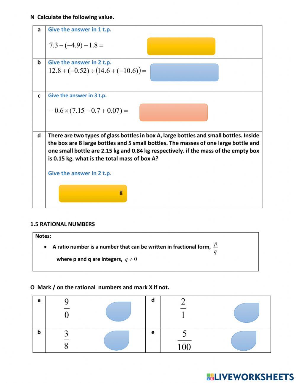 Chapter 1 rational number Chapter 1 rational number