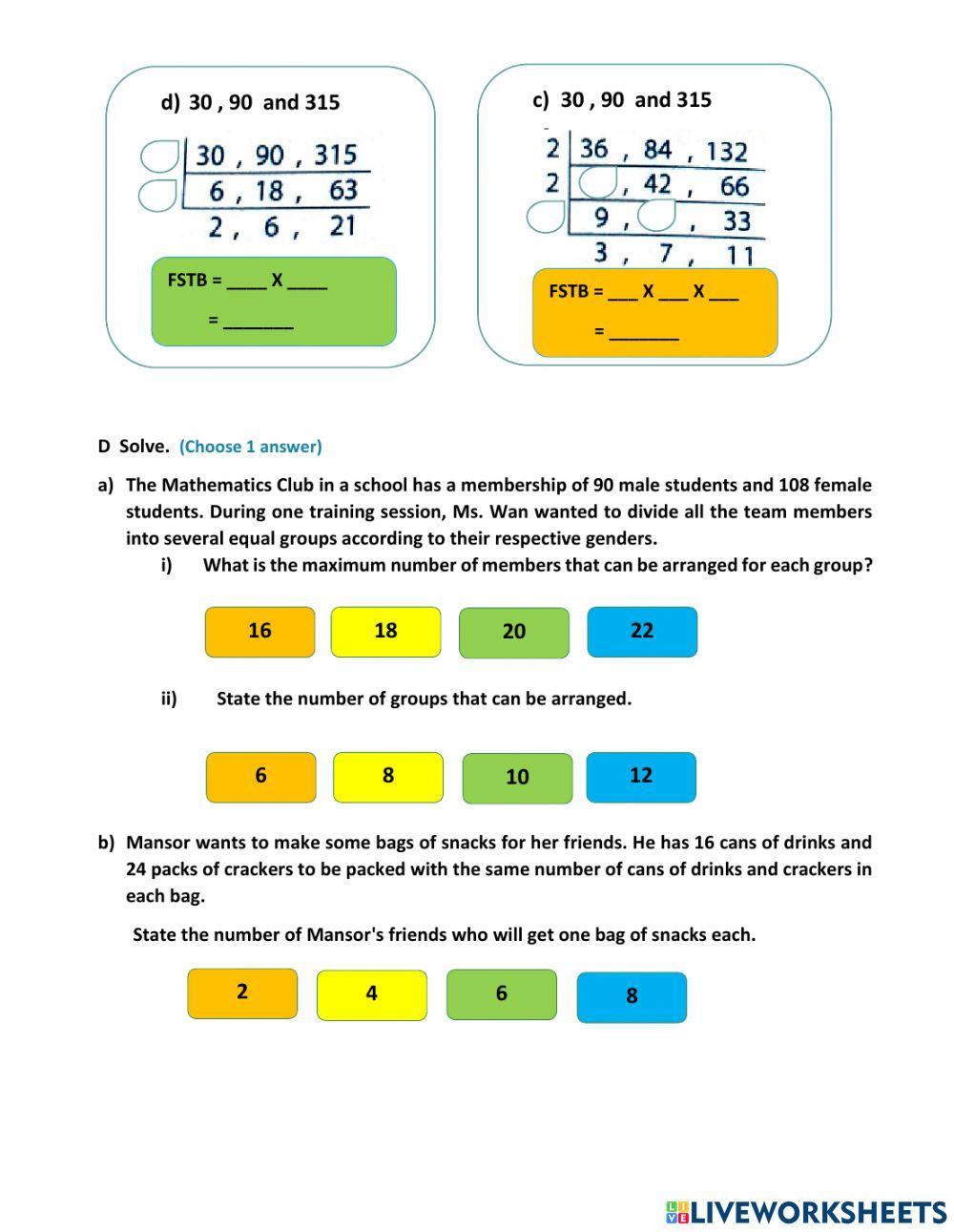 Chapter 2 factors amd multiples