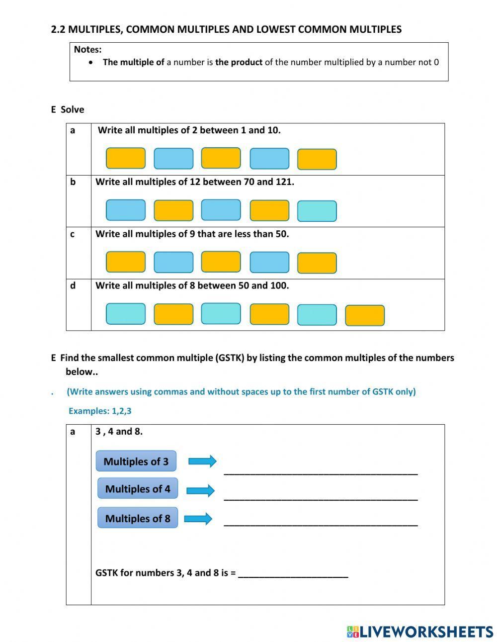 Chapter 2 factors amd multiples
