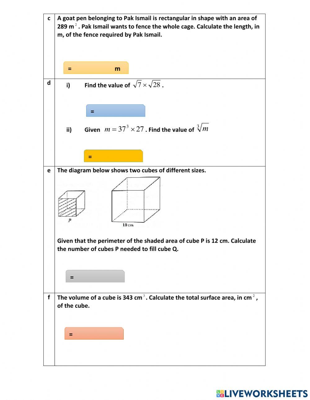 Chapter 3 squares,square roots,cubes,cube roots Chapter 3 squares,square roots,cubes,cube roots