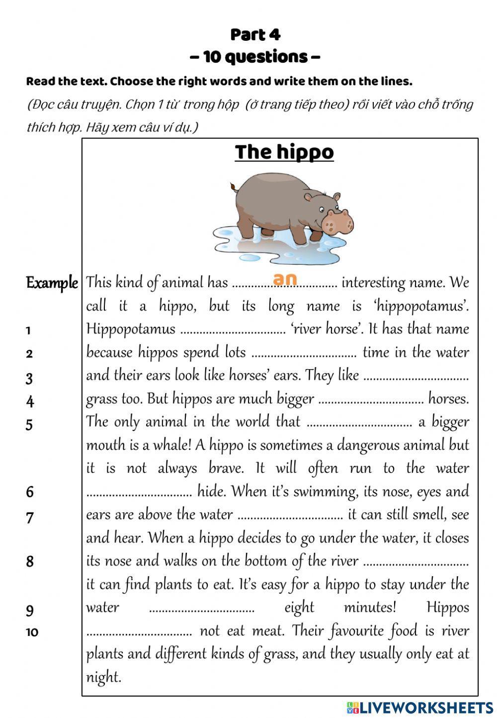 Flyers test - writing reading