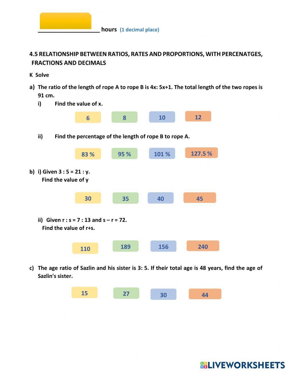 Chapter 4: ratios, rates and proportions