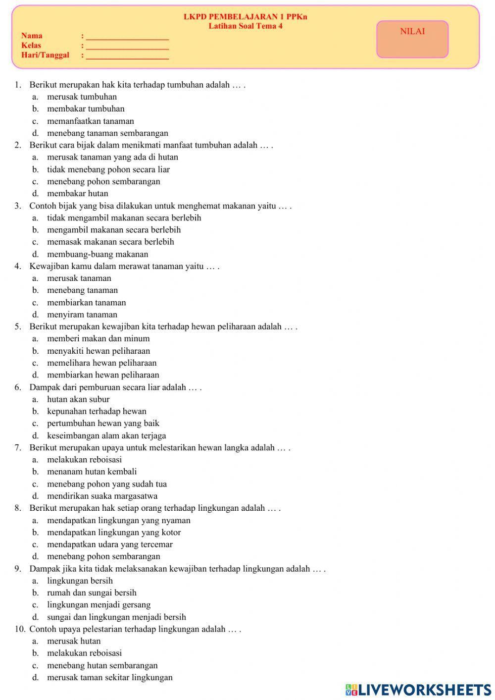 LATIHAN SOAL TEMA 4 PPKn