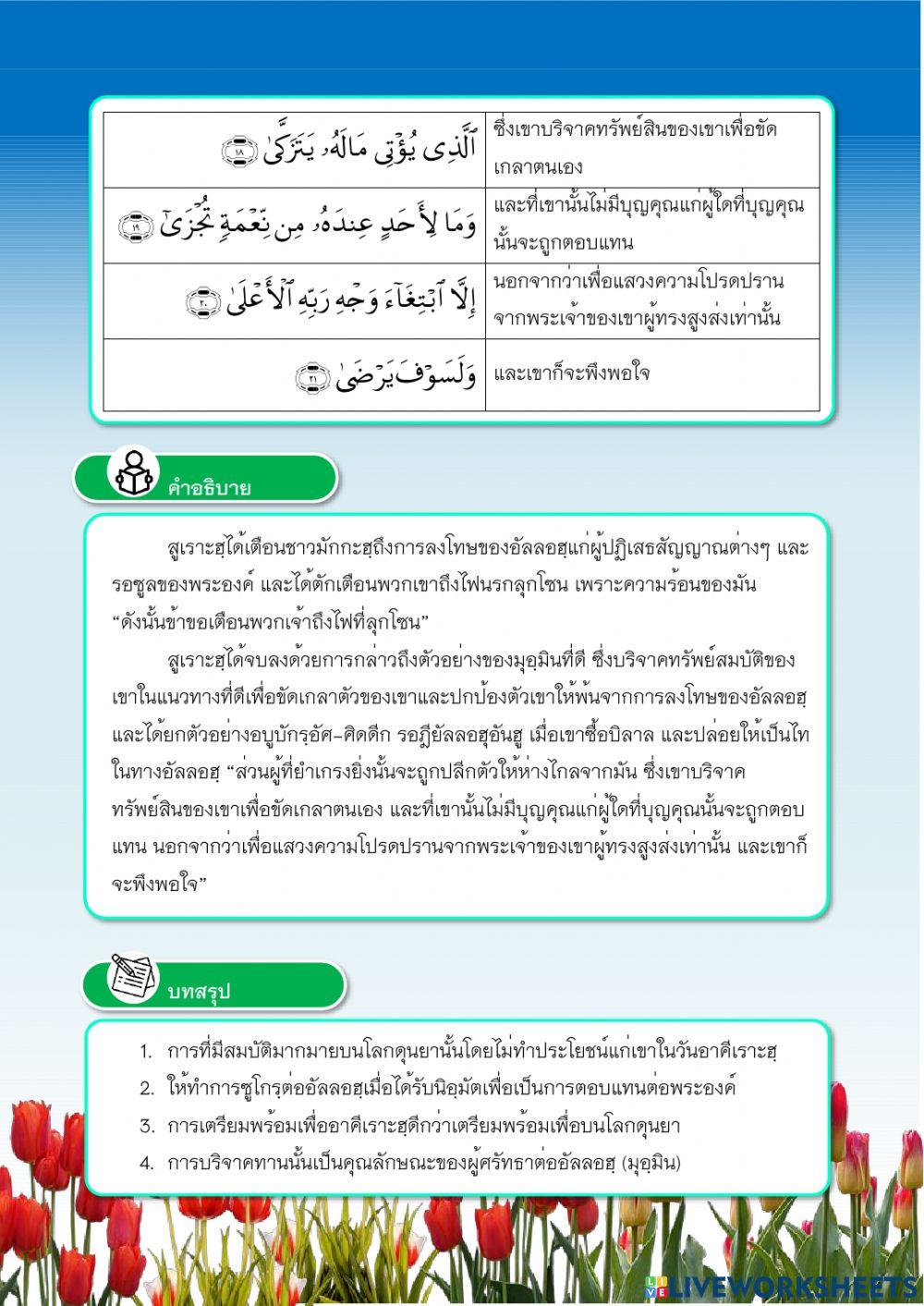 สูเราะฮฺอัล-ลัยลฺ 15-21