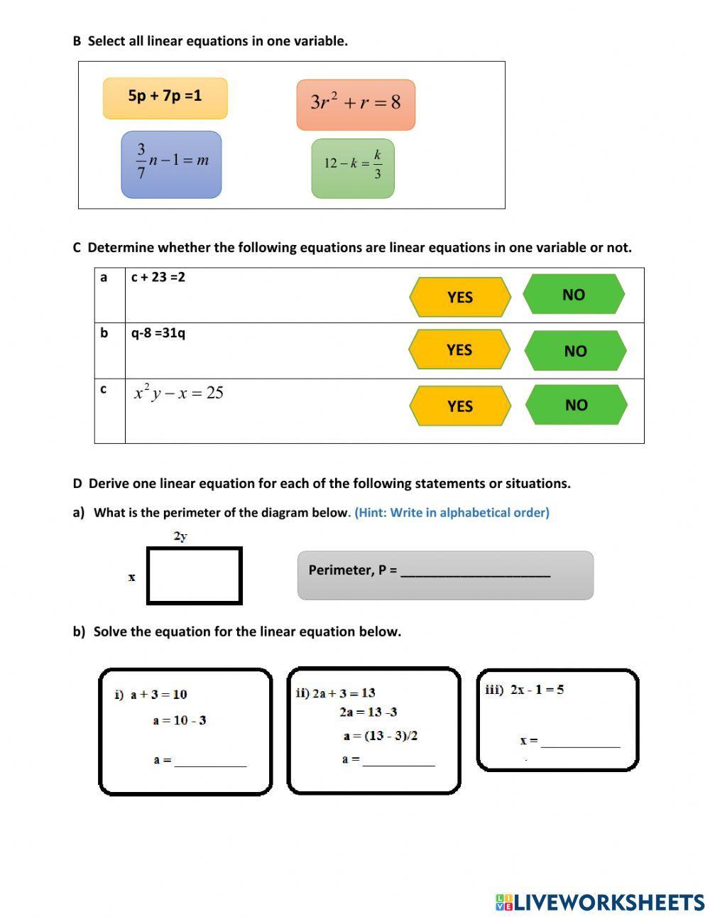 Chapter 6 linear equations