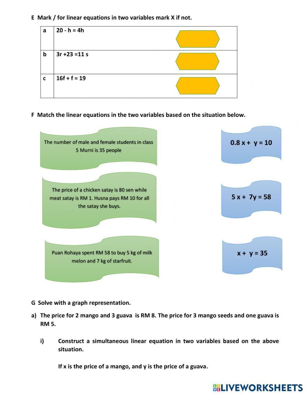 Chapter 6 linear equations