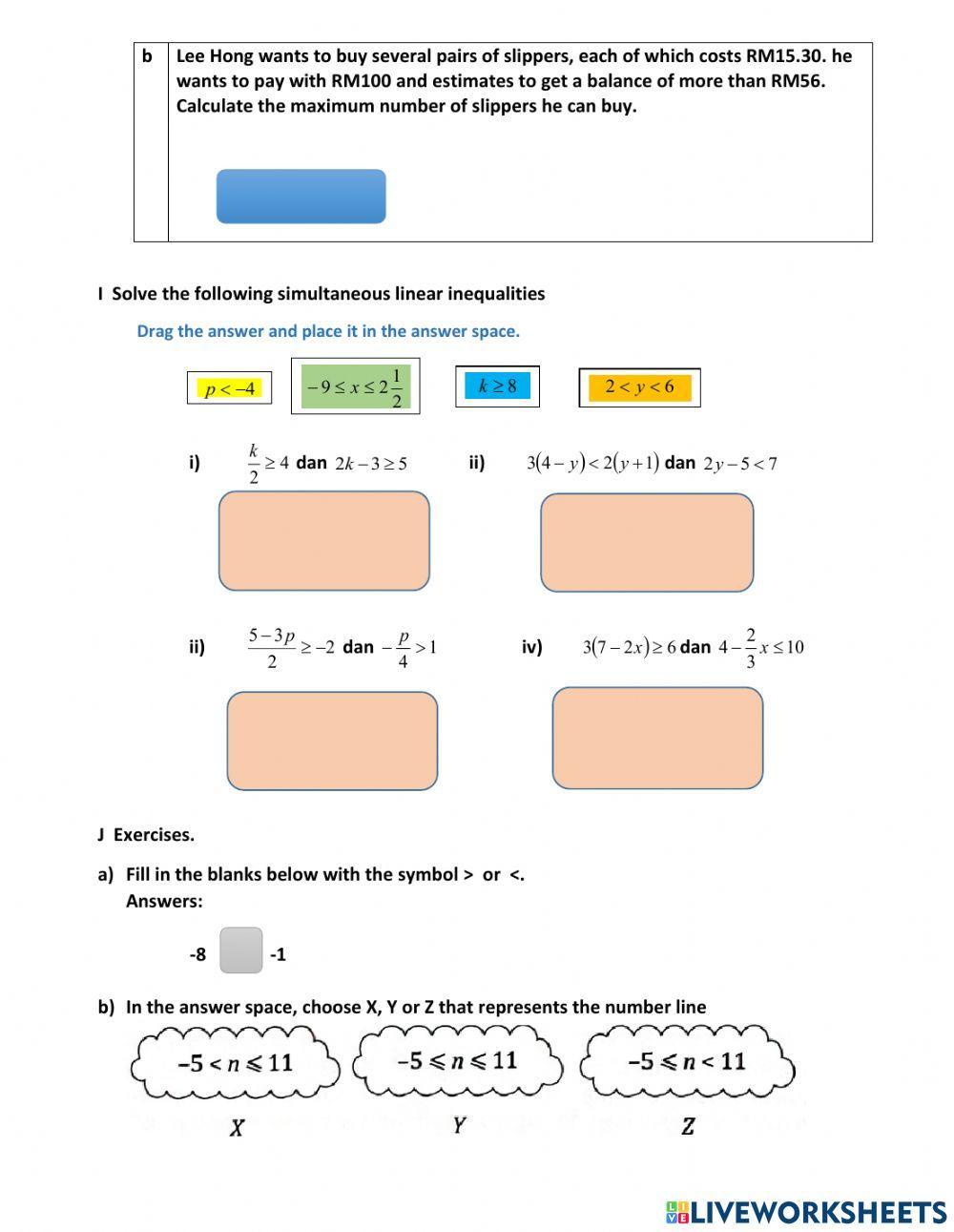 Chapter 7 linear inequalities