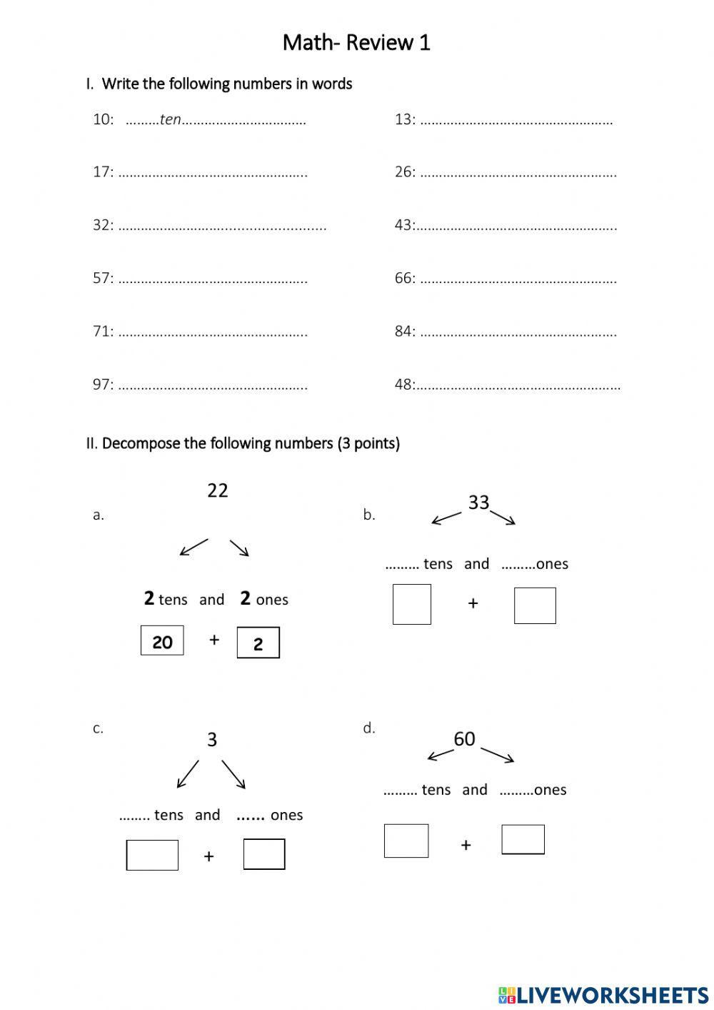 Math Review Endterm 1