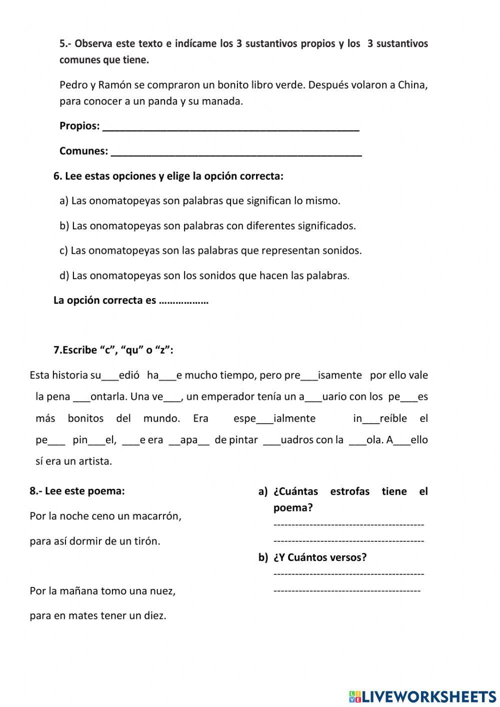 Repaso Tema 3 Lengua  3º Primaria