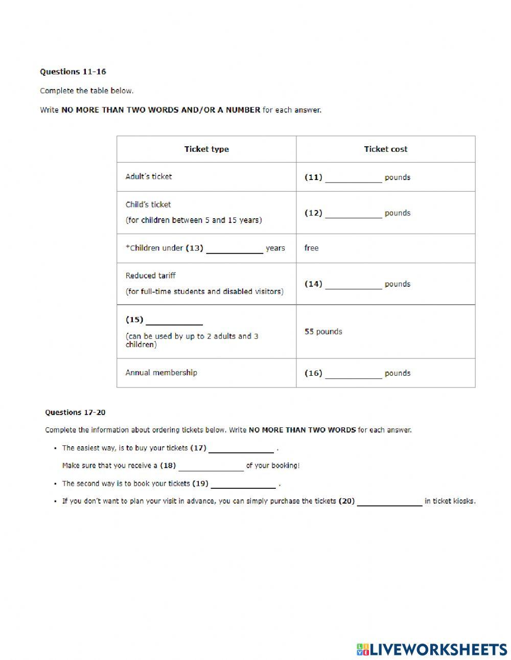 Listening 2 online exercise for | Live Worksheets