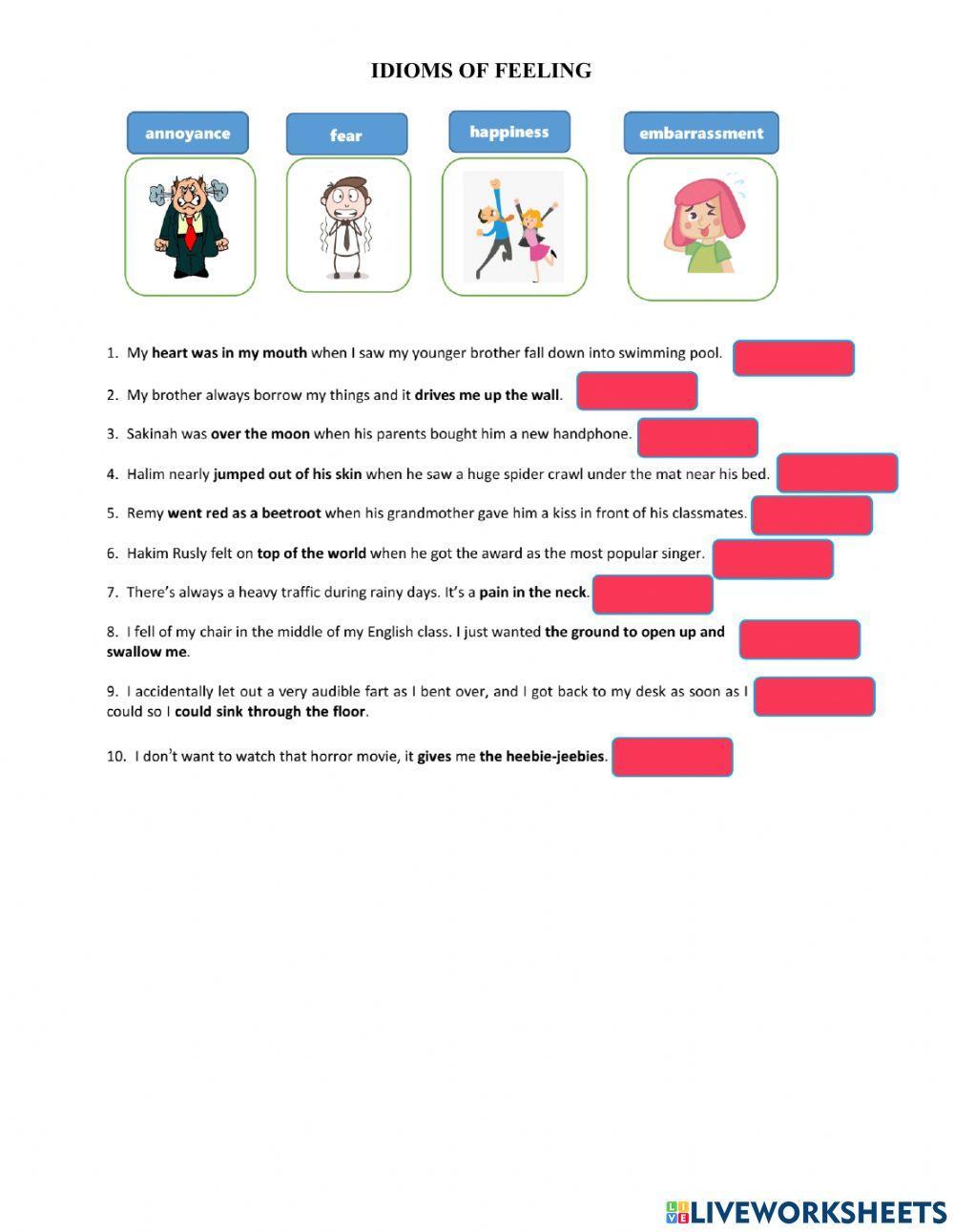 Grade 12- Break phrasal verb- idioms feeling