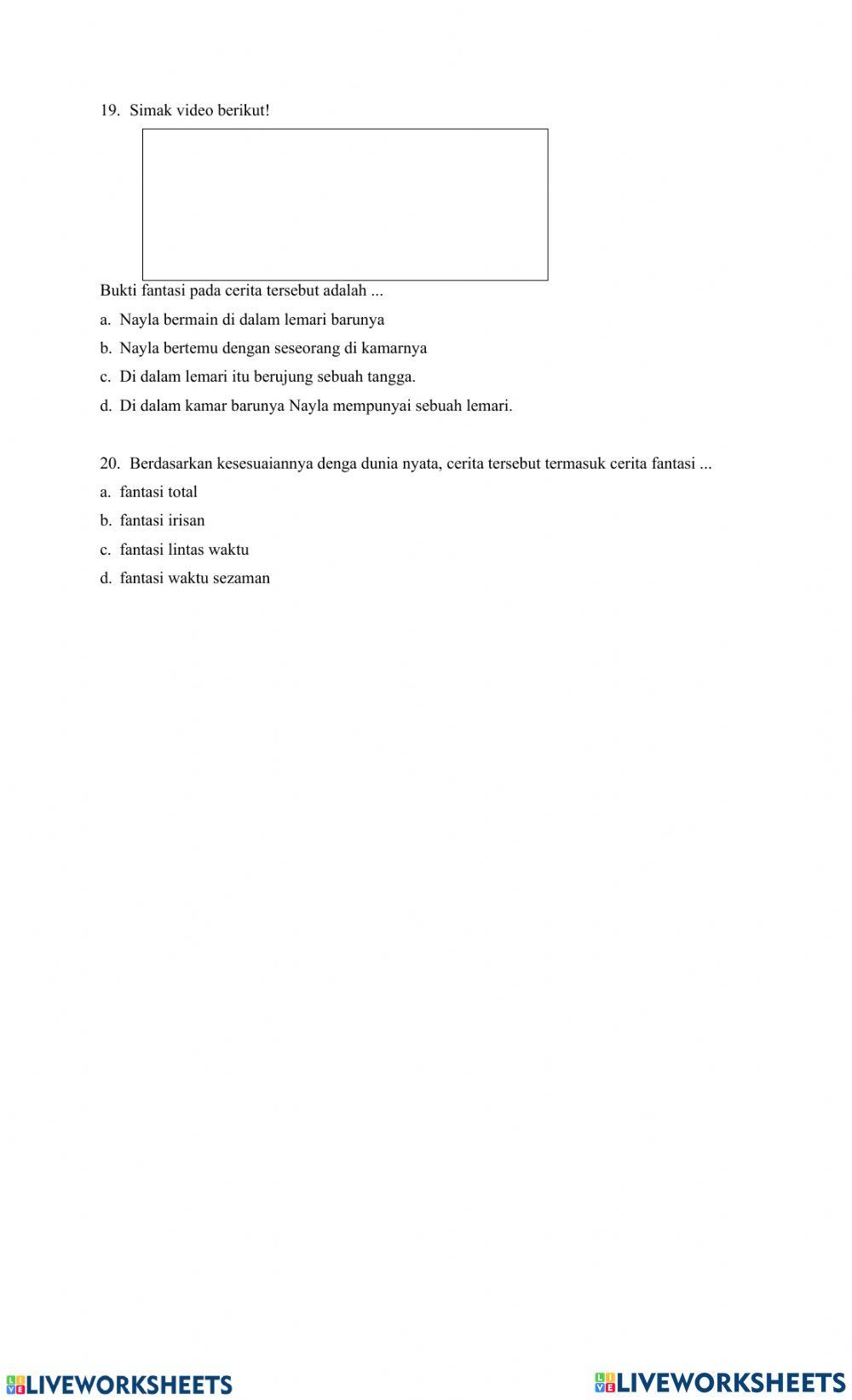 Penilaian Harian Teks Cerita Fantasi