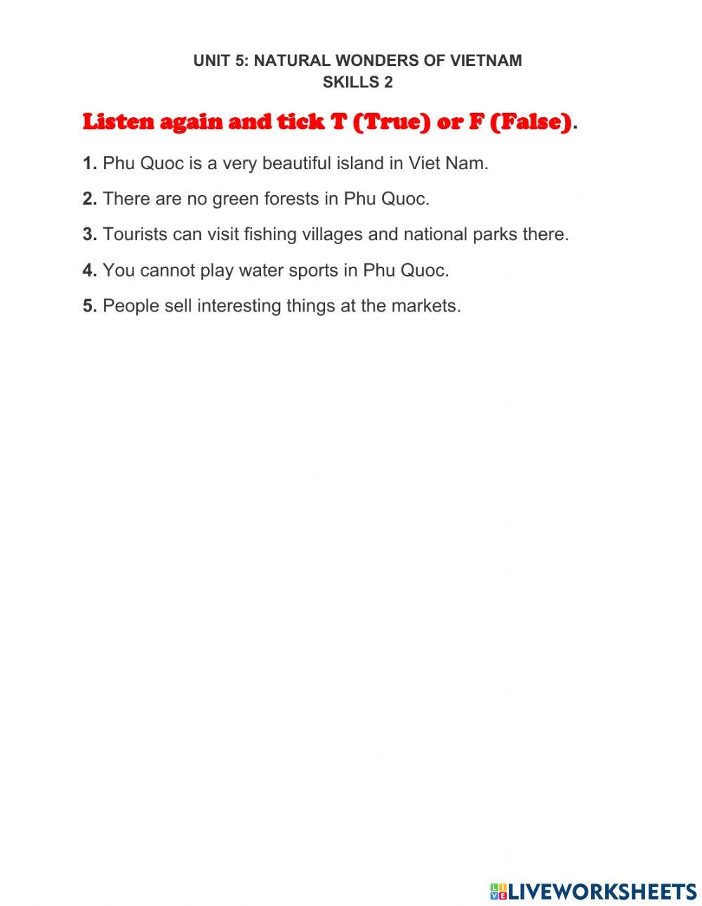 English 6 - unit 5 - skills 2