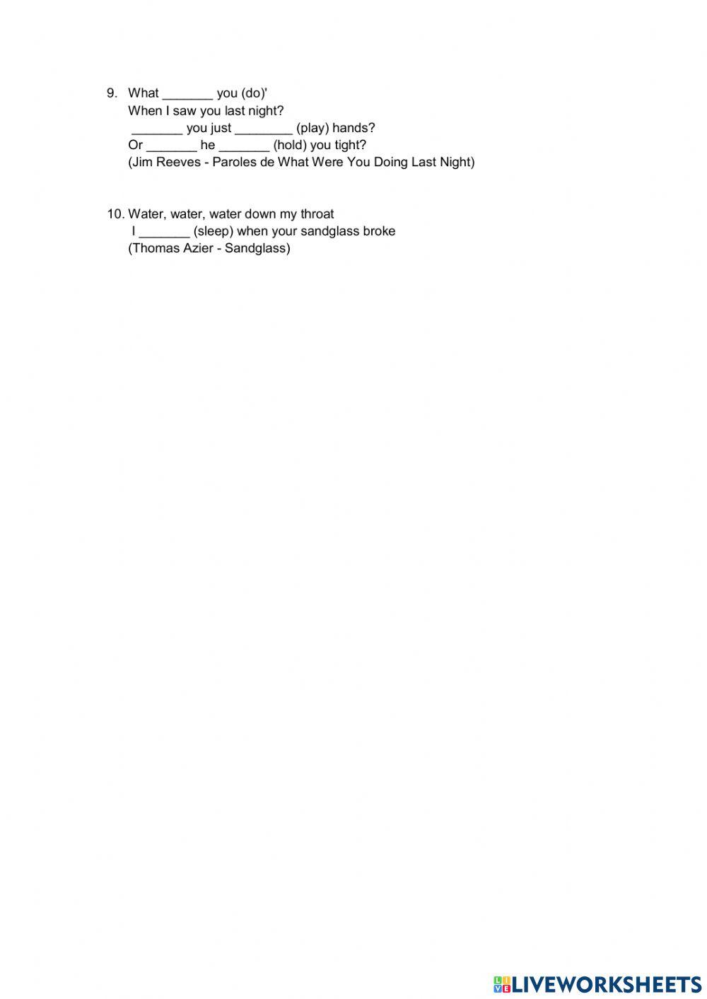 past continuous songs