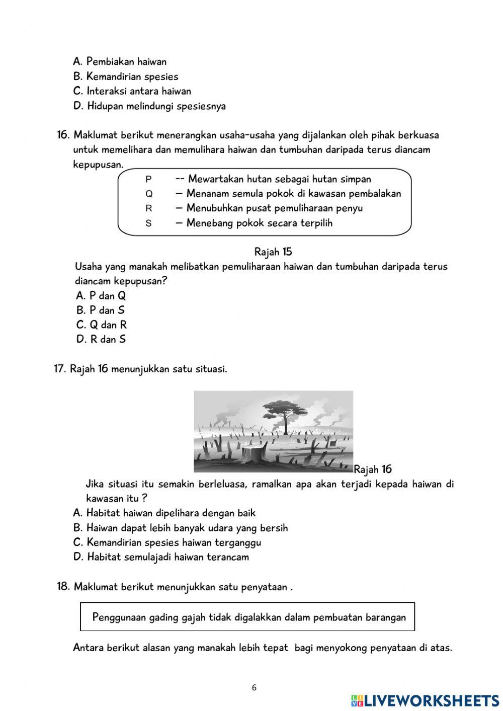 KUIZ SAINS AKHIR TAHUN- TAHUN 6 part 1