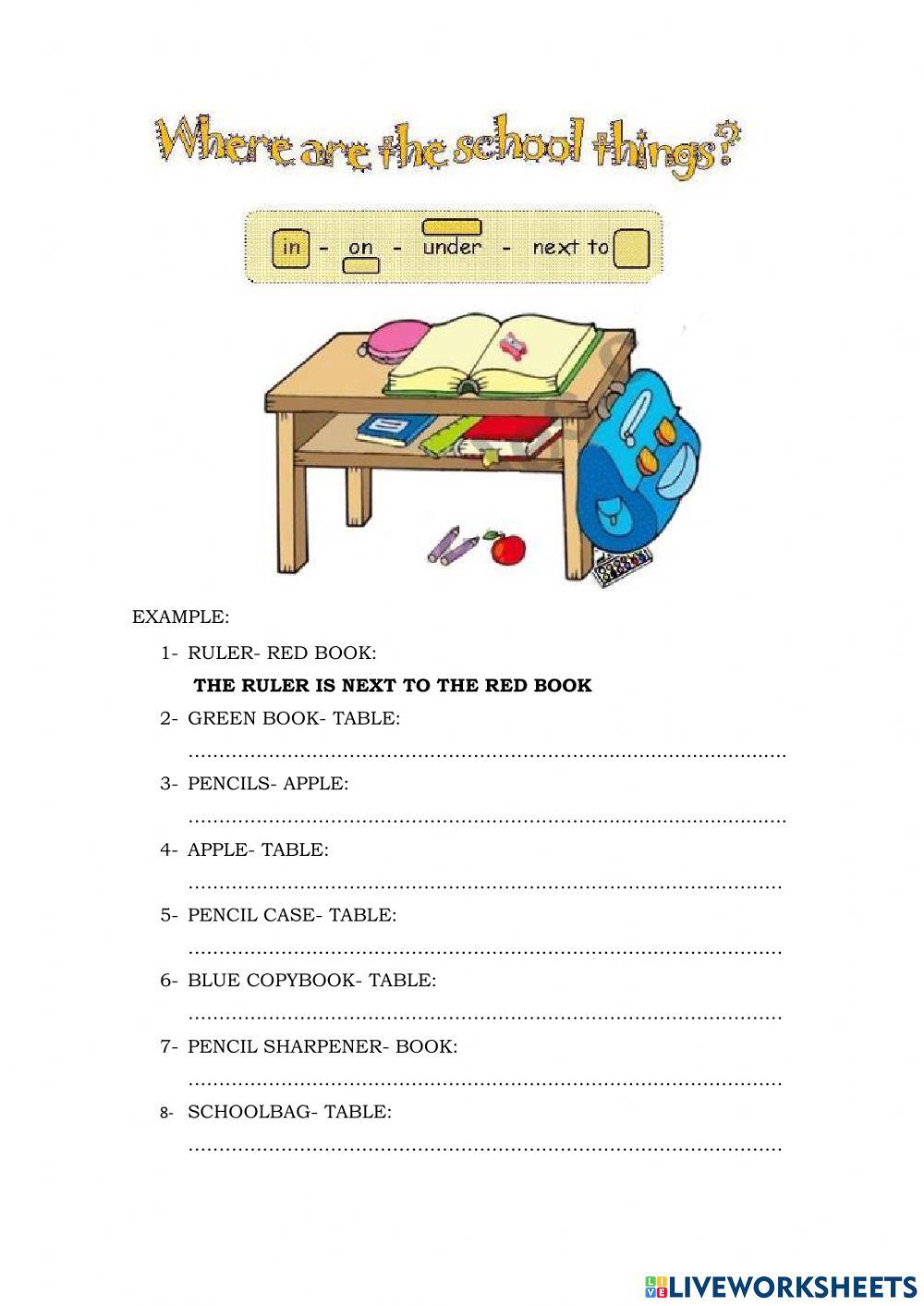 School things- Prepositions