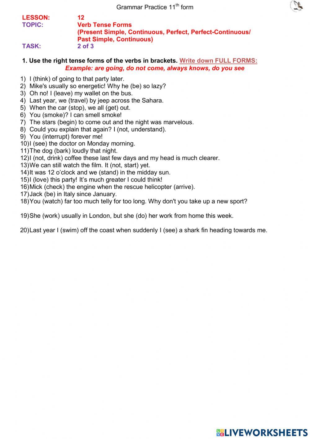 Past Continuous (L12 11th form ex2)