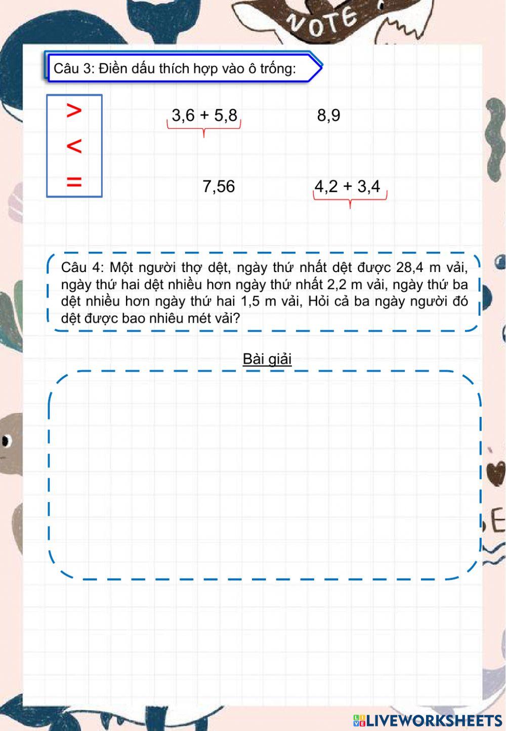 Toán 5 - Tuần 11 - Luyện tập trang 52