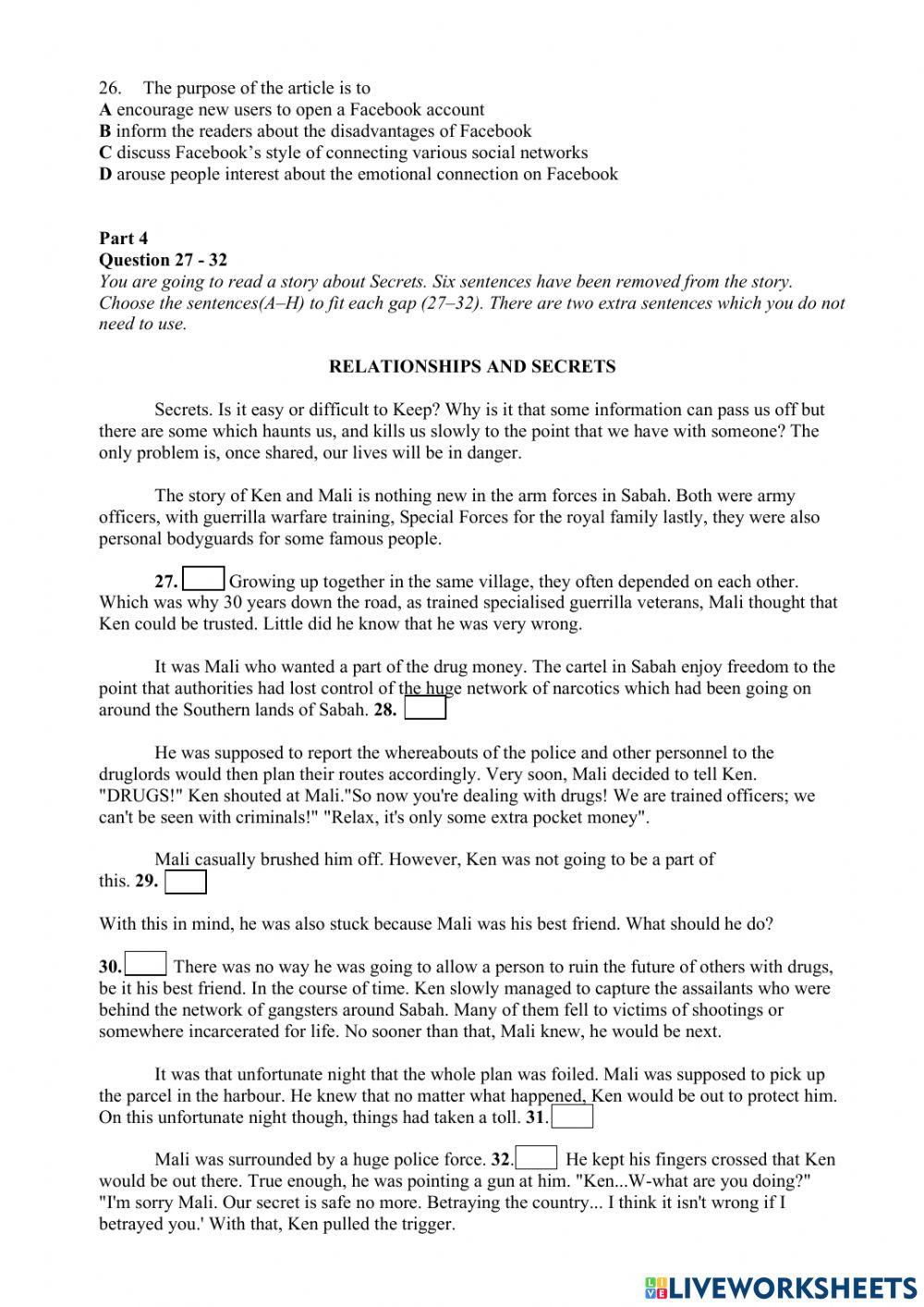 English monthly test (november 2021