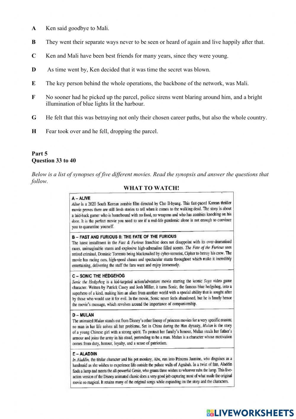 English monthly test (november 2021