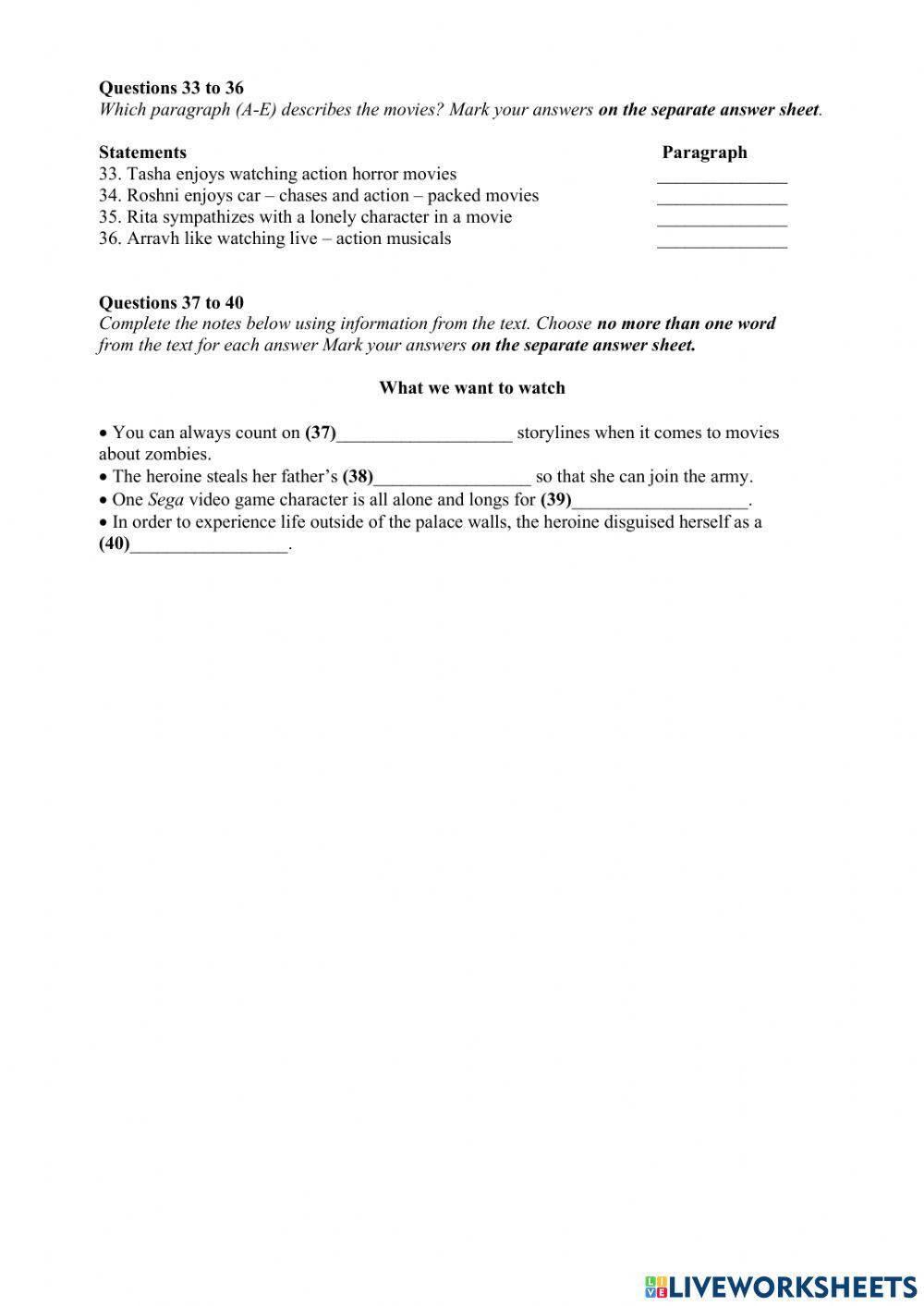 English monthly test (november 2021