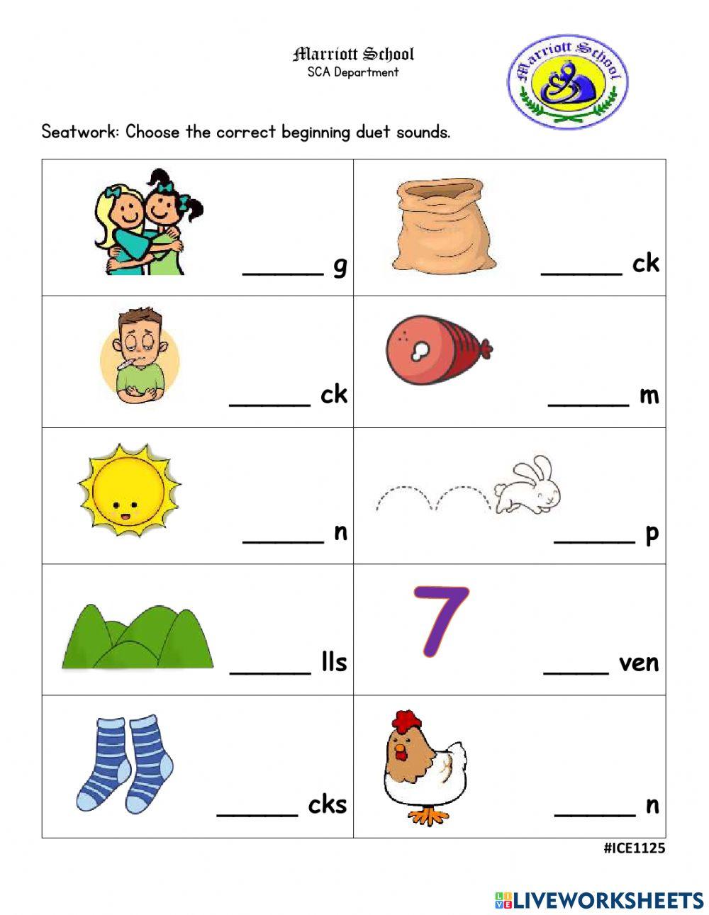 Duet Sounds Hh and Ss interactive worksheet | Live Worksheets