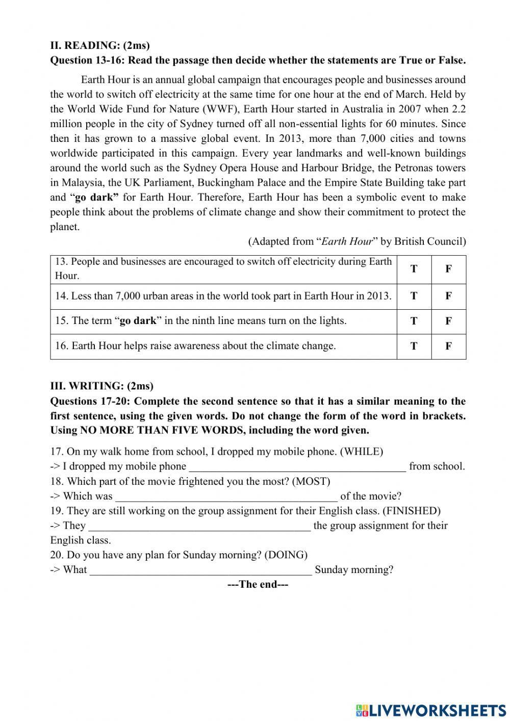 English 10 Mock Test (Nguyễn Thị Tuyết)