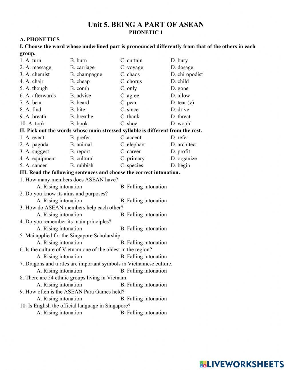 Unit 5. BEING A PART OF ASEAN