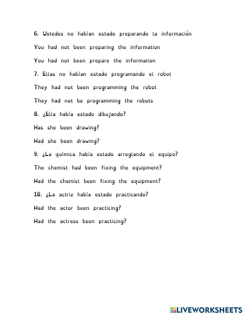 Pasado perfecto progresivo